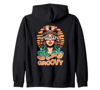 Stay Groovy Retro Hippie Woman Peace Sign Sunset Sweat à Capuche