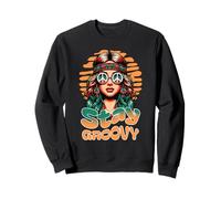 Stay Groovy Retro Hippie Woman Peace Sign Sunset Sweatshirt