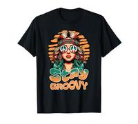 Stay Groovy Retro Hippie Woman Peace Sign Sunset T-Shirt