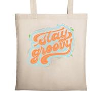 Stay Groovy Sac fourre-tout en coton écologique naturel Beige