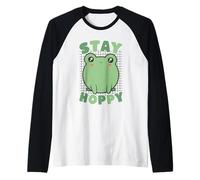 Stay Hoppy Cute Animal Grenouille Jeu de Mots Humour Manche Raglan