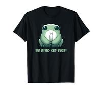 Stay Kind Or Else Couteau Grenouille Toad Attitude Emballé Visuel T-Shirt
