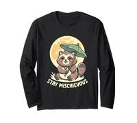 Stay Mischievous Raton Laveur Moon Humour Trash Panda Fan Funny Manche Longue