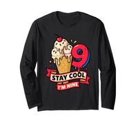 Stay Nine Cool Ice Drip Cream 9th Birthday Kids Manche Longue