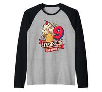 Stay Nine Cool Ice Drip Cream 9th Birthday Kids Manche Raglan