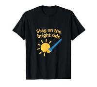 Stay On The Bright Side Painter Sun Graphic Jaune Bleu T-Shirt