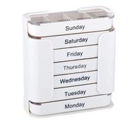Stay on Track - Organiseur de médicaments de 7 jours, pilulier hebdomadaire, 7 compartiments empilables quatre fois par jour - Matin, midi, soir et coucher (blanc)