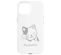 Stay Pawsitive Chat Mignon drôle Kawaii Chaton Citation Positive Coque pour iPhone 15