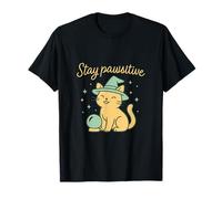 Stay Pawsitive Chat sorcière avec Boule de Cristal Art T-Shirt