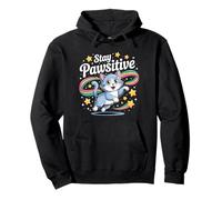 Stay Pawsitive Ruban de jeu de mots amusant avec étoiles et arc-en-ciel Sweat à Capuche