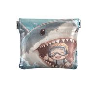 Stay Positive Cute Shark Boy Fashion PU Leather Change Purse Unique Mini Cosmetic Case for Women monedero para carro