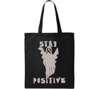Stay Positive Sac fourre-tout en coton écologique Motif fantôme d'Halloween Noir, Noir , Taille unique
