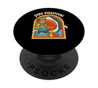 Stay Positive Shark Tuba rétro Motif Arc-en-Ciel PopSockets PopGrip Adhésif