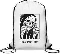 Stay Positive Thumbs Up Reaper Sac de gym décontracté avec cordon de serrage Blanc