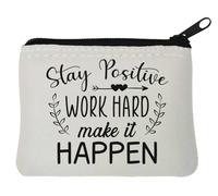 Stay Positive Work Hard Make It Happen Porte-monnaie en néoprène Blanc 10 x 11 cm