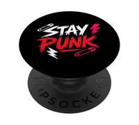 Stay Punk - Graphique Minimaliste d’Attitude Punk Rock PopSockets PopGrip Adhésif