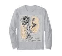 Stay Rooted Citation Minimaliste Botanical Line Art Floral Manche Longue