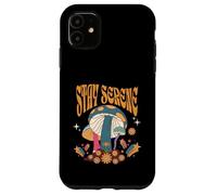 Stay Serene Groovy Citation Champignons Texte Gras Style Boho Coque pour iPhone 11