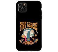 Stay Serene Groovy Citation Champignons Texte Gras Style Boho Coque pour iPhone 11 Pro Max