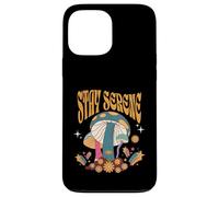 Stay Serene Groovy Citation Champignons Texte Gras Style Boho Coque pour iPhone 13 Pro Max