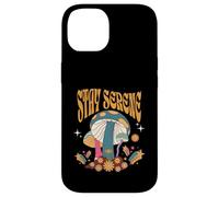 Stay Serene Groovy Citation Champignons Texte Gras Style Boho Coque pour iPhone 14