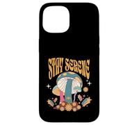 Stay Serene Groovy Citation Champignons Texte Gras Style Boho Coque pour iPhone 15
