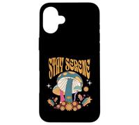 Stay Serene Groovy Citation Champignons Texte Gras Style Boho Coque pour iPhone 16 Plus