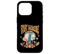 Stay Serene Groovy Citation Champignons Texte Gras Style Boho Coque pour iPhone 16 Pro