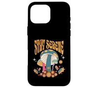 Stay Serene Groovy Citation Champignons Texte Gras Style Boho Coque pour iPhone 16 Pro Max