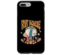 Stay Serene Groovy Citation Champignons Texte Gras Style Boho Coque pour iPhone 7 Plus/8 Plus