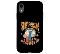Stay Serene Groovy Citation Champignons Texte Gras Style Boho Coque pour iPhone XR