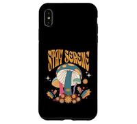 Stay Serene Groovy Citation Champignons Texte Gras Style Boho Coque pour iPhone XS Max