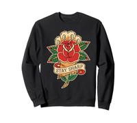 Stay Sharp Tatouage rétro en Forme de Griffe de Chat Rose Sweatshirt