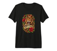 Stay Strong Couronne du Roi Lion Roses Rouges Courage Force T-Shirt Haut de Gamme