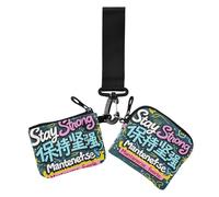 Stay Strong Lot de 2 portefeuilles pour femme avec slogan bleu marine Taille compacte avec dragonne, slogan stay strong bleu marine, 1 size, Décontracté