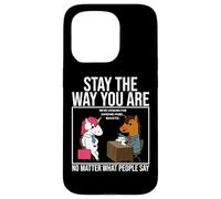 Stay The Way You are Pink Hair Unicorn Entretien d'embauche Coque pour iPhone 15 Pro