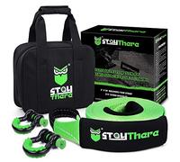 Stay There Kit de récupération de Sangle de remorquage Robuste de 7,6 cm × 6,1 m avec capacité de 15,9 kg - Corde de remorquage d'urgence + manilles à Anneau en D 3/4 (2 pièces) + Sac de Rangement