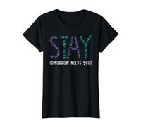Stay Tomorrow Besoin de Sensibilisation à la prévention du Suicide T-Shirt Graphique avec Valeur, Femme, Noir, L