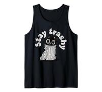 Stay Trashy Cute Black Cat in Poubelle Humour Débardeur