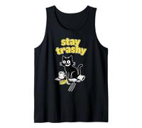 Stay Trashy Funny Black Cat Trash Humour Meme Débardeur