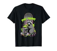 Stay Trashy Raccoon Pizza 90s Skateboard Art Graffiti Style T-Shirt