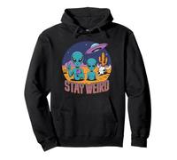 Stay Weird Alien UFO Espace Rétro Sci-Fi Geek Cadeau Sweat à Capuche