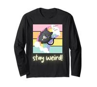 Stay Weird Cat Rainbow Neurodivergent Pride Neuroqueer Manche Longue