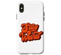Stay Weird! Fun Retro Script Vintage Concert Festival Coque pour iPhone X/XS