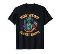 Stay Weird Planet Earth - Alien rétro Cool pour Les Amateurs de l'espace T-Shirt