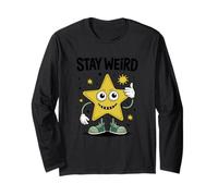 Stay Weird Retro Cartoon Star Thumbs Up Insolite Manche Longue