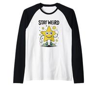 Stay Weird Retro Cartoon Star Thumbs Up Insolite Manche Raglan