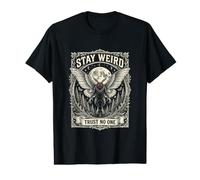 Stay Weird Trust No One Cryptid Mothman Randonnée Halloween T-Shirt Graphique avec Valeur