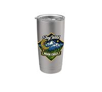 Stay Wild Moon Child Montagne Nature Aventure Boho Gobelet isotherme en acier inoxydable double paroi