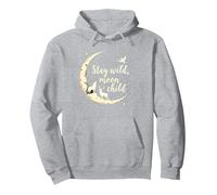 Stay Wild Moon Child Mystic Night Sky Sweat à Capuche, Unisexe pour Adultes, Gris Chiné, S